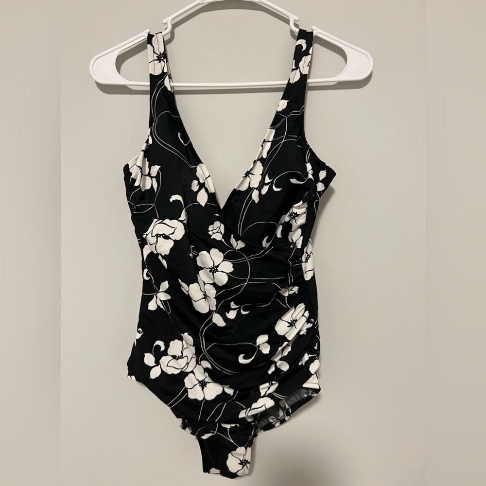 Miraclesuit Black and White Floral One Piece Swimsuit